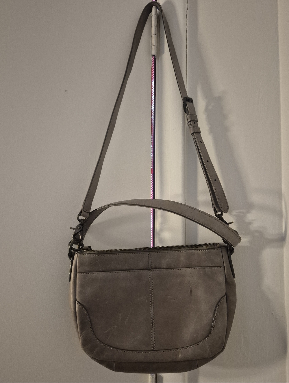 FRYE GRAY OR GREY LEATHER PURSE CROSSBODY BAG  - Women's Shoulder Purse